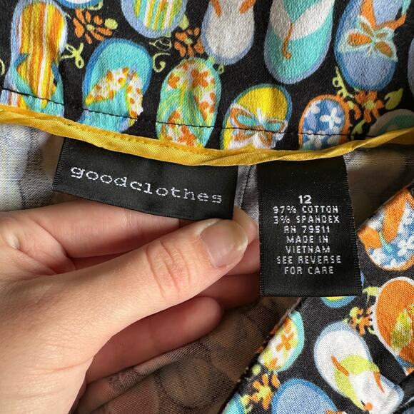 Vintage Y2K Flip Flip Print Mini Skirt Good Clothes Size 12 Beachcore Novelty - Picture 2 of 6